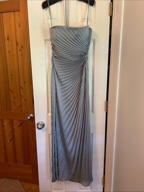 A.L.C. Strapless Pleated Silver-Grey Evening Gown